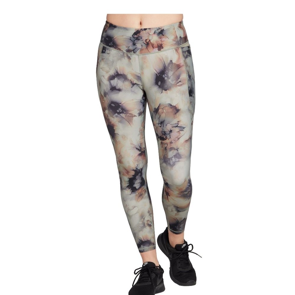 NWT Calia Womens Energize Mid-Rise 7/8 Leggings Dyed Green Floral Sz XS $60 8C80